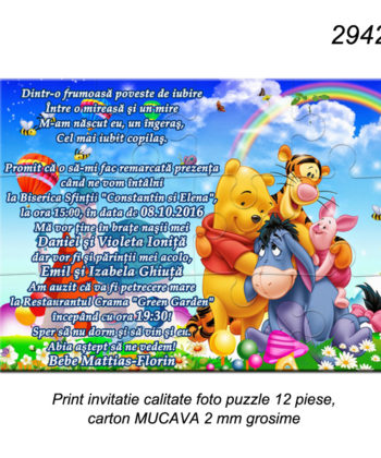 Invitatii Botez Puzzle Cartonat