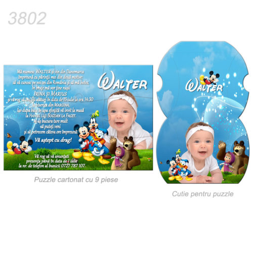 Invitatii Botez Puzzle Cartonat