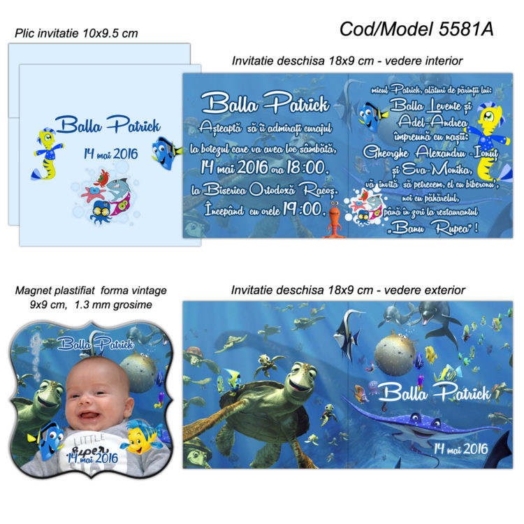 Invitatii personalizate cu magnet tematica marina