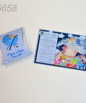 Invitatii Botez Puzzle Cartonat