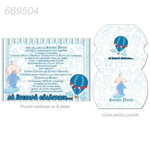 Invitatii Botez Puzzle Cartonat