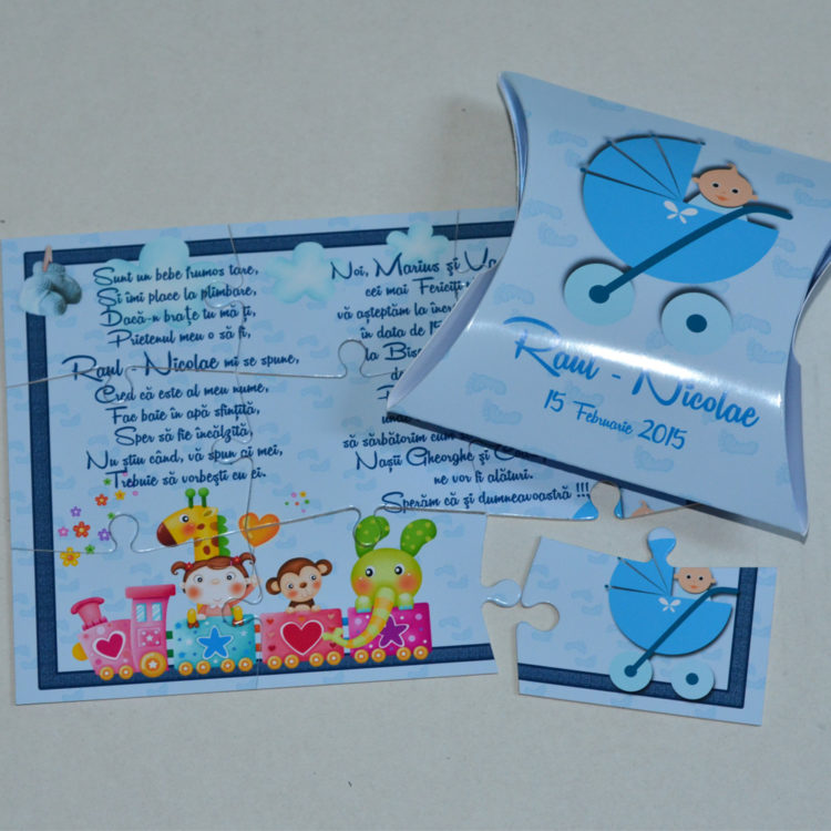 Invitatii Botez Puzzle Cartonat