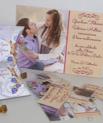 Invitatii Puzzle 9 Piese si Cutiuta Pillow carton Foto Lucios