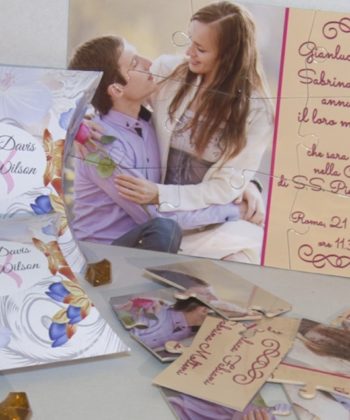 Invitatii Puzzle 9 Piese si Cutiuta Pillow carton Foto Lucios