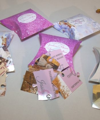 Invitatii Puzzle 9 Piese si Cutiuta Pillow carton Foto Lucios