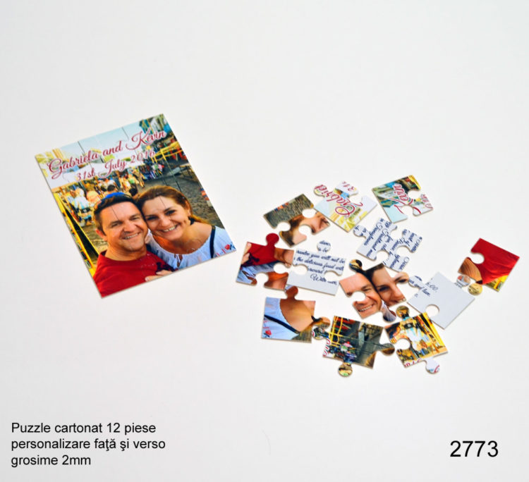 Invitatii Nunta Botez Puzzle 12 Piese Personalizare Fata Verso