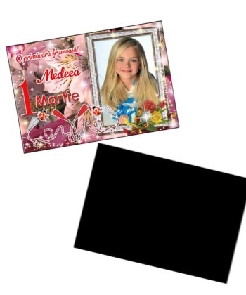 Magnet martisor personalizat fata si verso cu suport magnetic