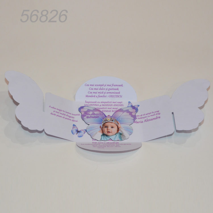 Invitatie Marturie Cutiuta Si Magnet Forma Fluture
