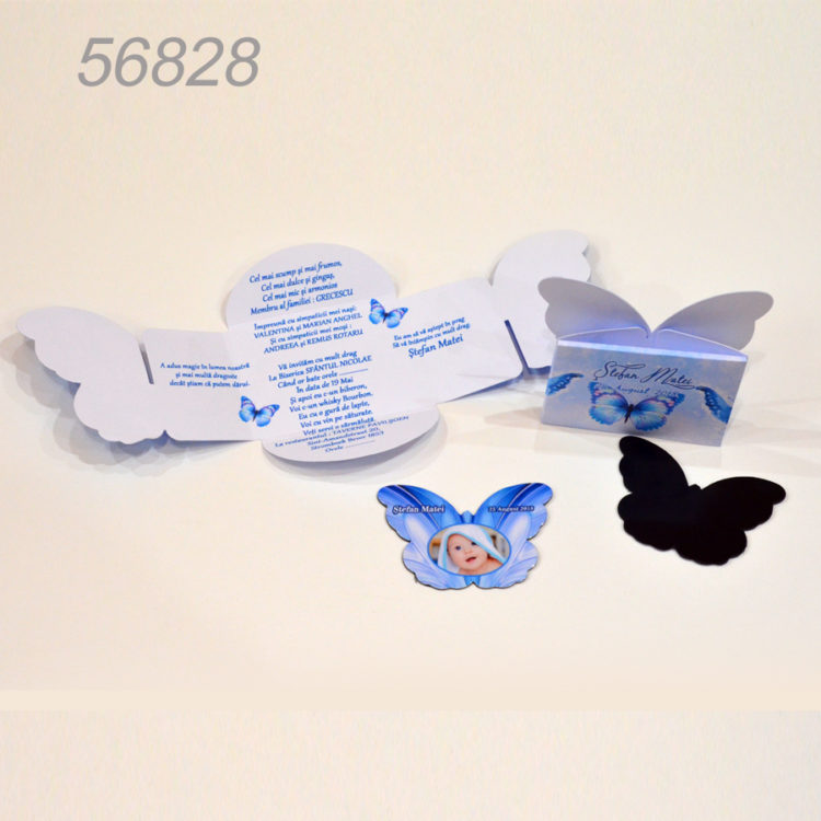 Invitatie Marturie Cutiuta Si Magnet Forma Fluture