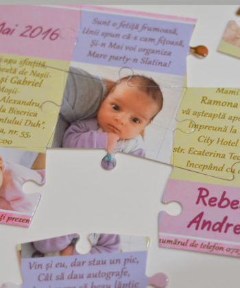 Invitatii puzzle personalizate cu 3 fotografii