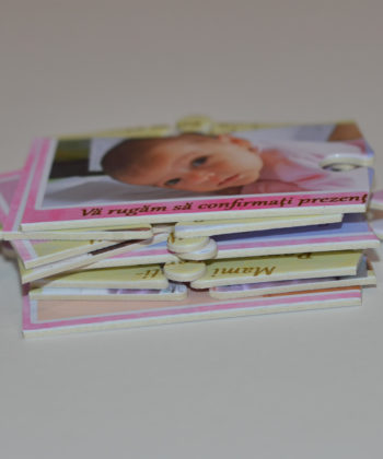 Invitatii puzzle personalizate cu 3 fotografii