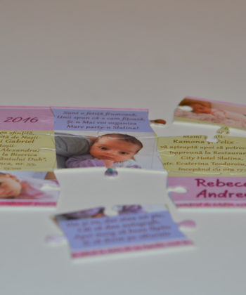 Invitatii puzzle personalizate cu 3 fotografii
