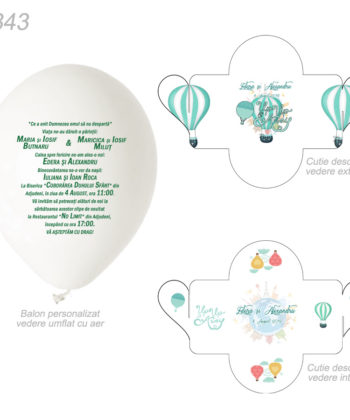 Invitatie Balon si Cutiuta, nuanta verde