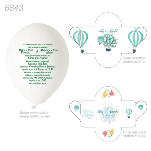 Invitatie Balon si Cutiuta, nuanta verde