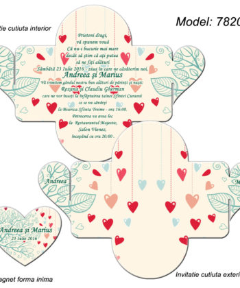Invitatie Nunta Ivory Personalizata cutiuta cu Magnet