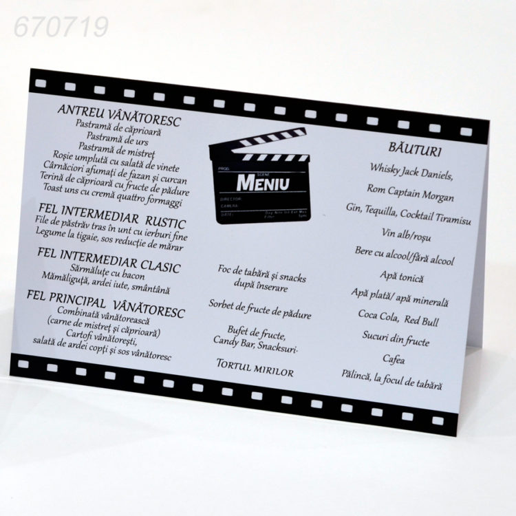 Numar masa si meniu tematica cinema