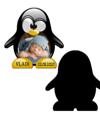 Marturii botez baieti pinguini magnet cu plic personalizat