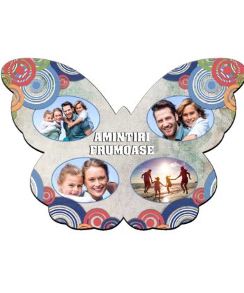 Magnet fluture gigant personalizat cu 4 poze pentru frigider