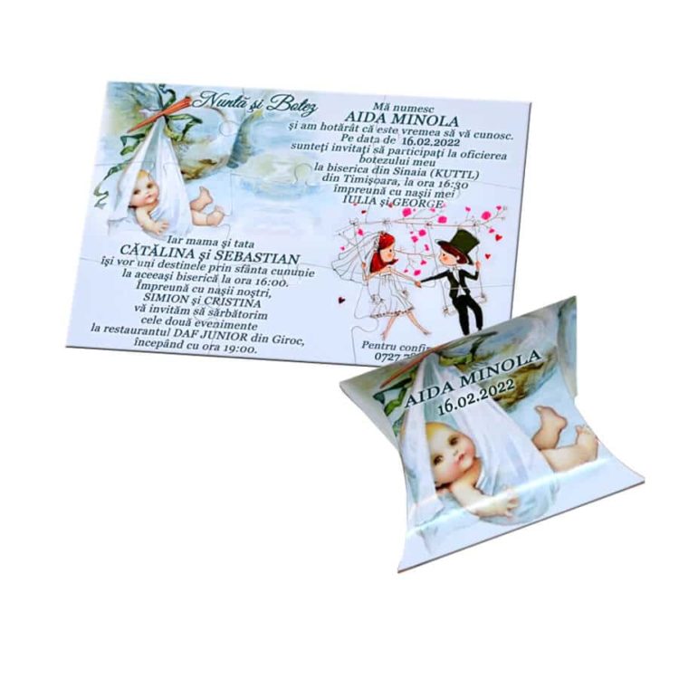 Invitatie puzzle pentru nunta si botez