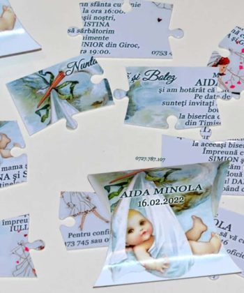 Invitatie puzzle pentru nunta si botez