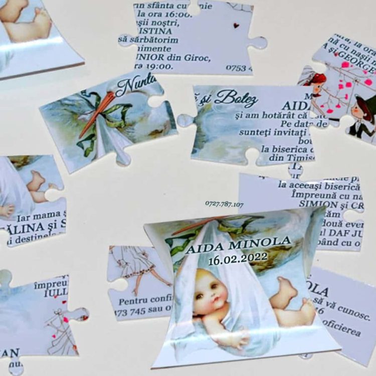 Invitatie puzzle pentru nunta si botez