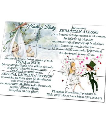 Invitatie puzzle pentru nunta si botez