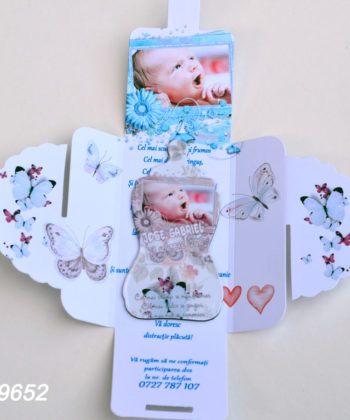 Invitatii Botez Cutie Cu Magnet Forma Biberon