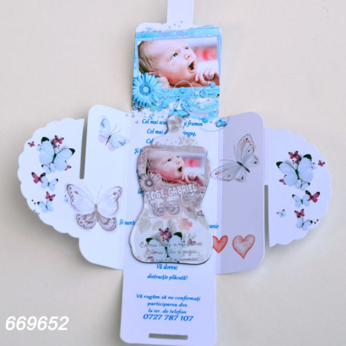 Invitatii Botez Cutie Cu Magnet Forma Biberon