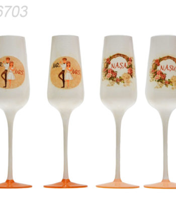 Set 4 pahare sampanie nunta sau botez, pentru miri si nasi