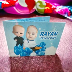 Invitatie pentru botez tematica Baby BOSS