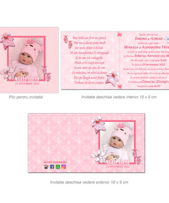 Invitatii botez fete nuanta roz
