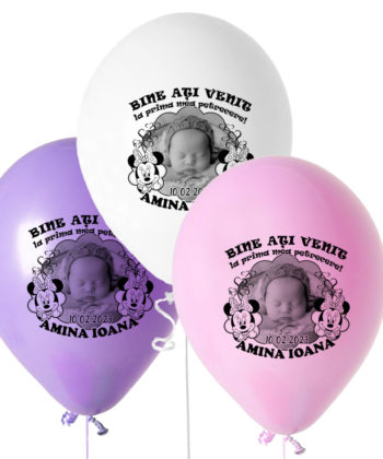 Baloane Botez Minnie Mouse - Baloane Personalizate Cu Poza