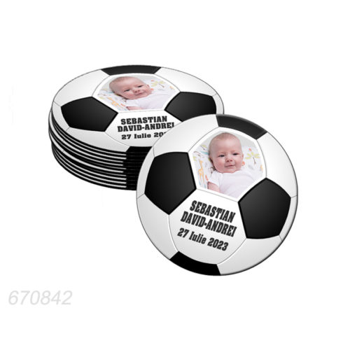 Marturie magnet forma rotunda tematica minge fotbal