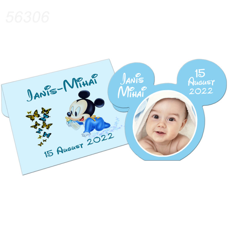 Invitatie Mickey Mouse cu plic bleu