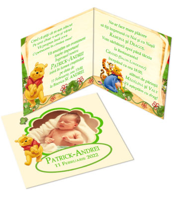 Invitatie botez tematica Winnie The Pooh