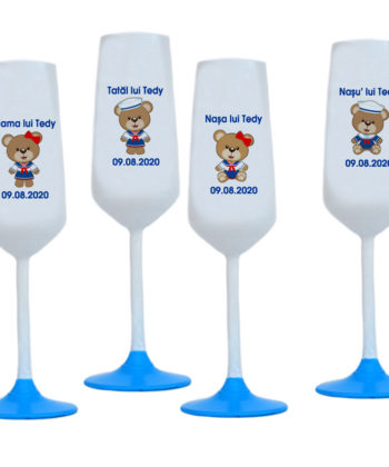 Ursulet pahare botez, set 4 bucati