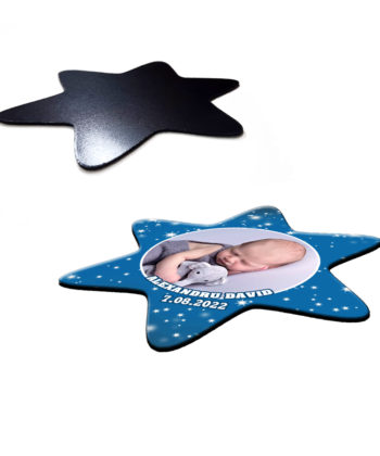 Marturii botez forma stea, plic inclus, culoare albastra