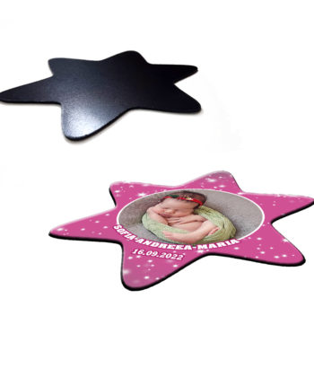 Marturii botez forma stea, plic inclus, culoare roz