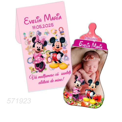 Marturii botez Mickey si Minnie Mouse magneti biberon