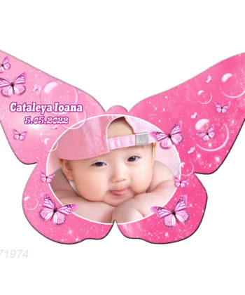 Marturie botez magnet fluture cu plic roz