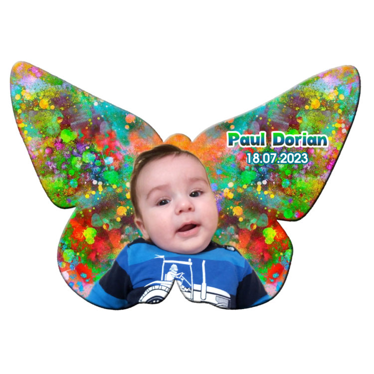 Marturie botez magnet fluture cu plic crem
