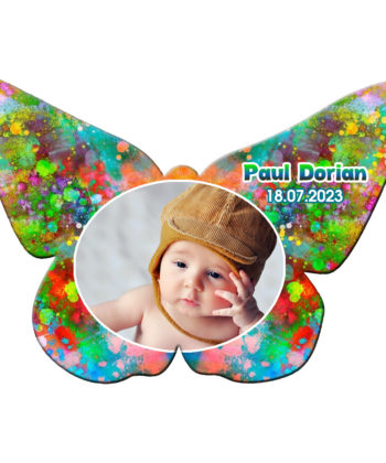 Marturie botez magnet fluture cu plic crem