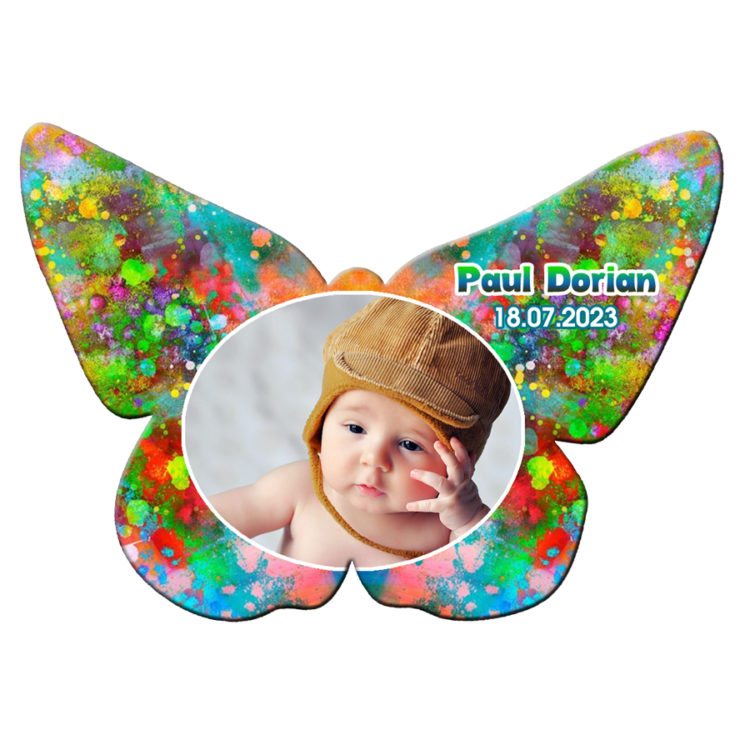 Marturie botez magnet fluture cu plic crem