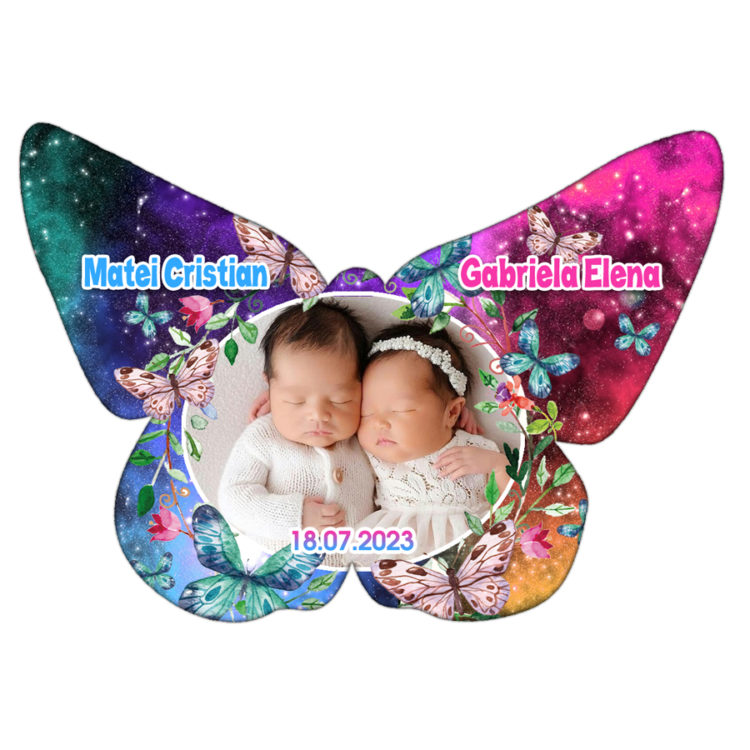 Marturie botez magnet fluture cu plic alb