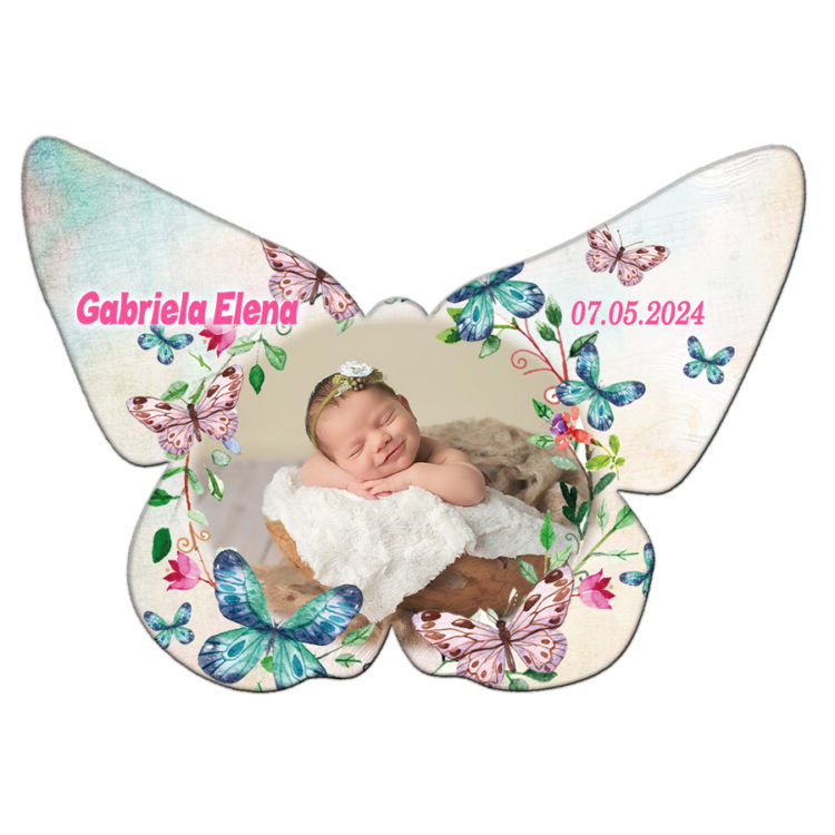 Marturie botez magnet fluture cu plic ivory