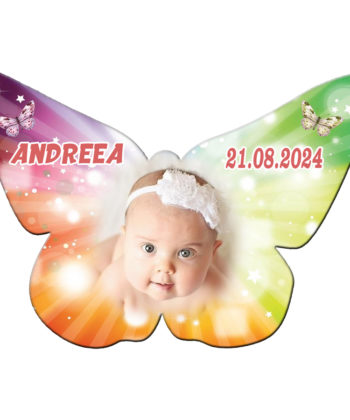 Marturie botez magnet fluture personalizat cu plic roz