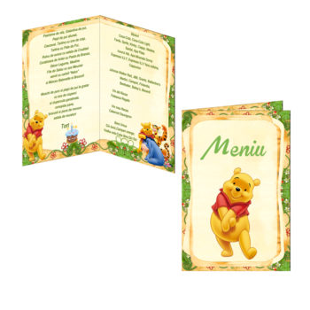Meniuri Botez Winnie The Pooh - Printare Meniuri Botez