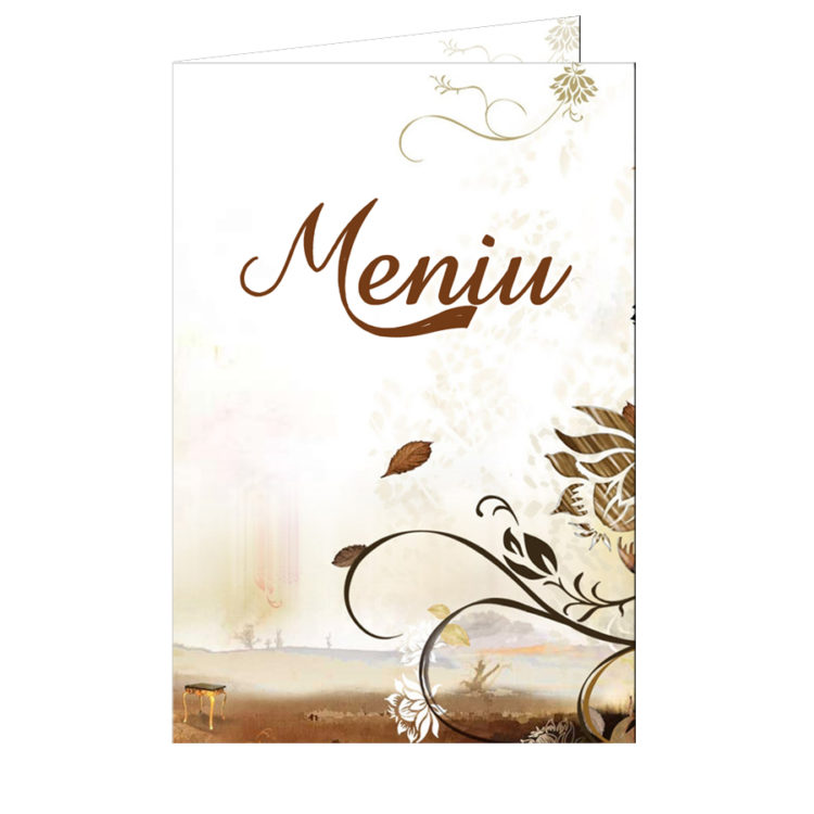 Meniu nunta vintage floral crem