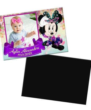 Marturii Botez Minnie 9.5cmx6.5cm, culoare mov-lila
