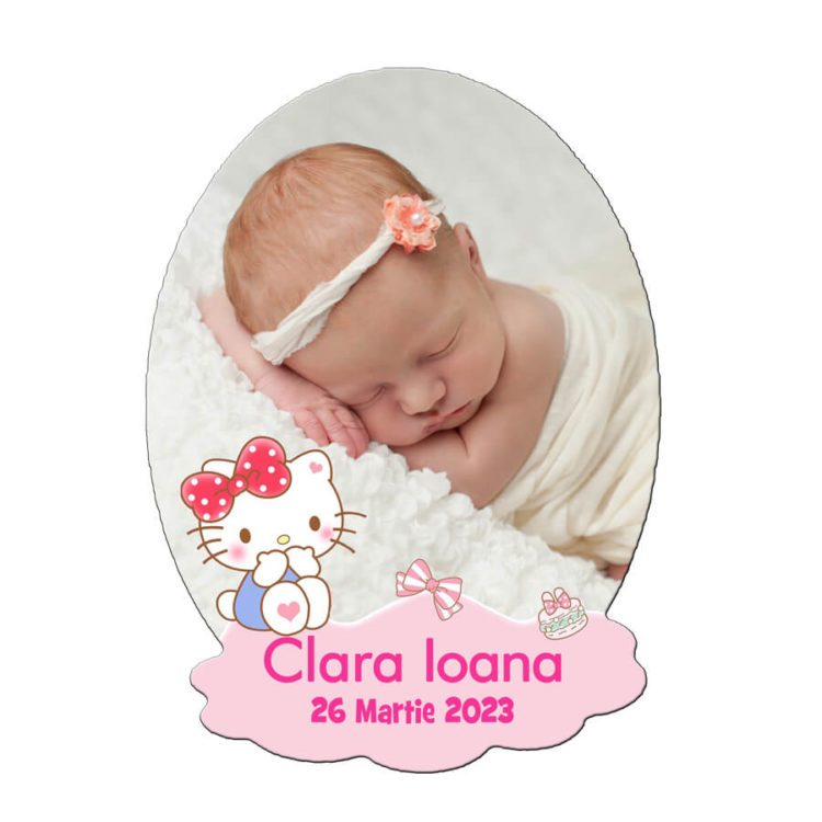 Marturie botez Hello Kitty, magnet personalizat cu plic inclus
